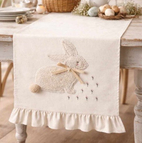 Runner in cotone con coniglio - Linea Little Joy - 170x45 cm - Clodette